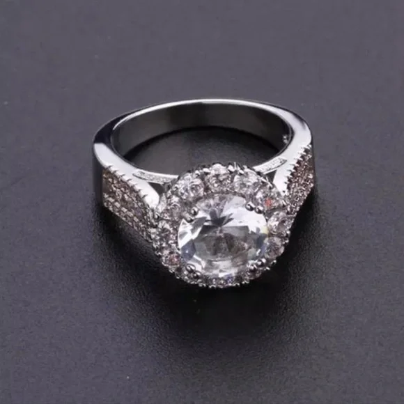 NEW LUXURY ENGAGEMENT 925STERLING SILVER DIAMOND RING